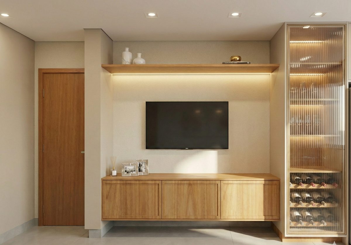 Apartamento NG — projeto residencial em Uberlândia com paleta neutra e marcenaria ripada, por Alice Rizzo